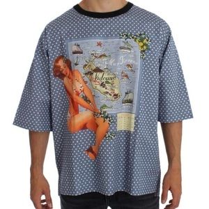 Dolce & Gabbana Blue SICILY Map Print T-shirt